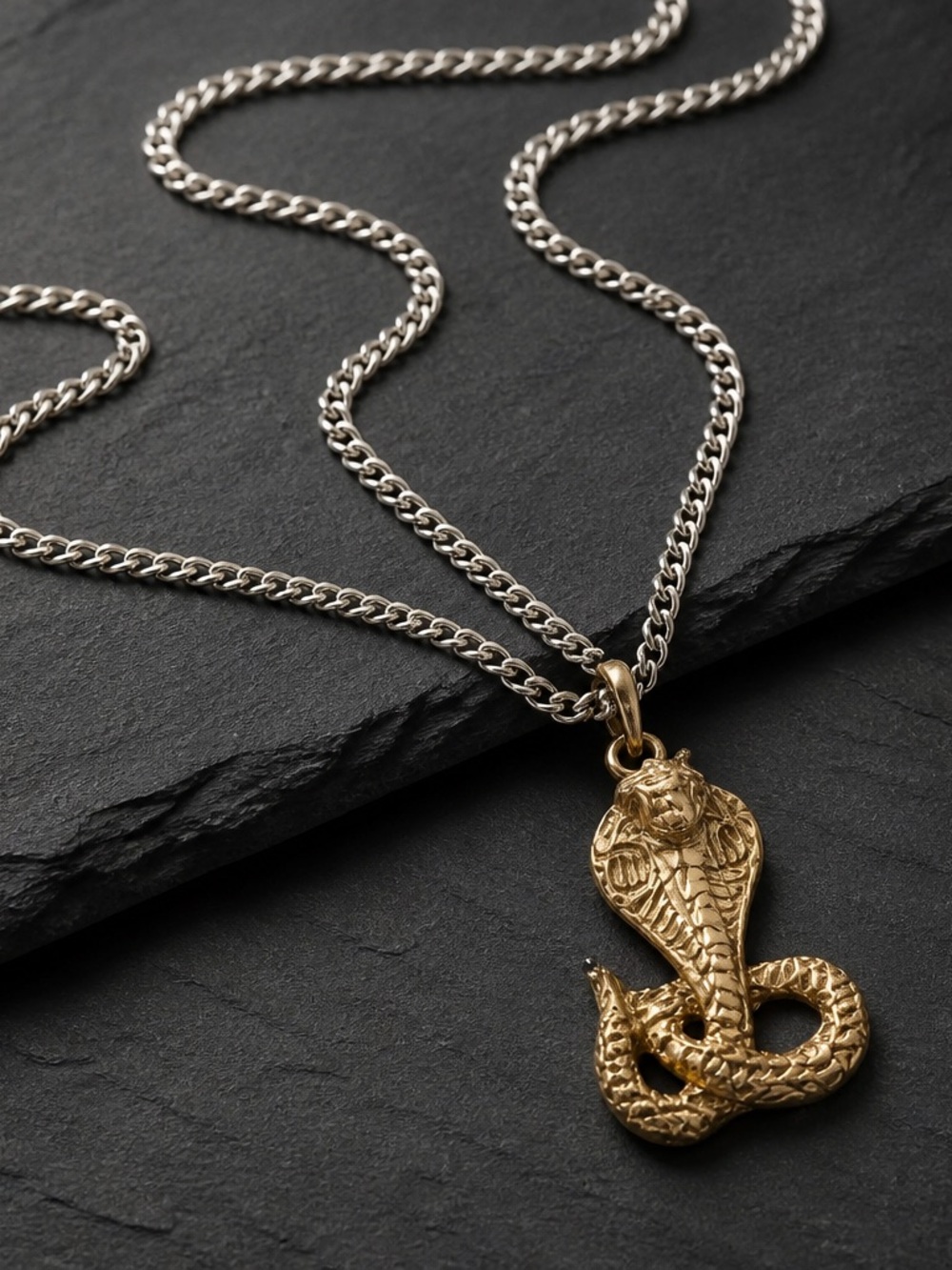 Silver Cobra Pendant Necklace - Premium Reptile Jewelry